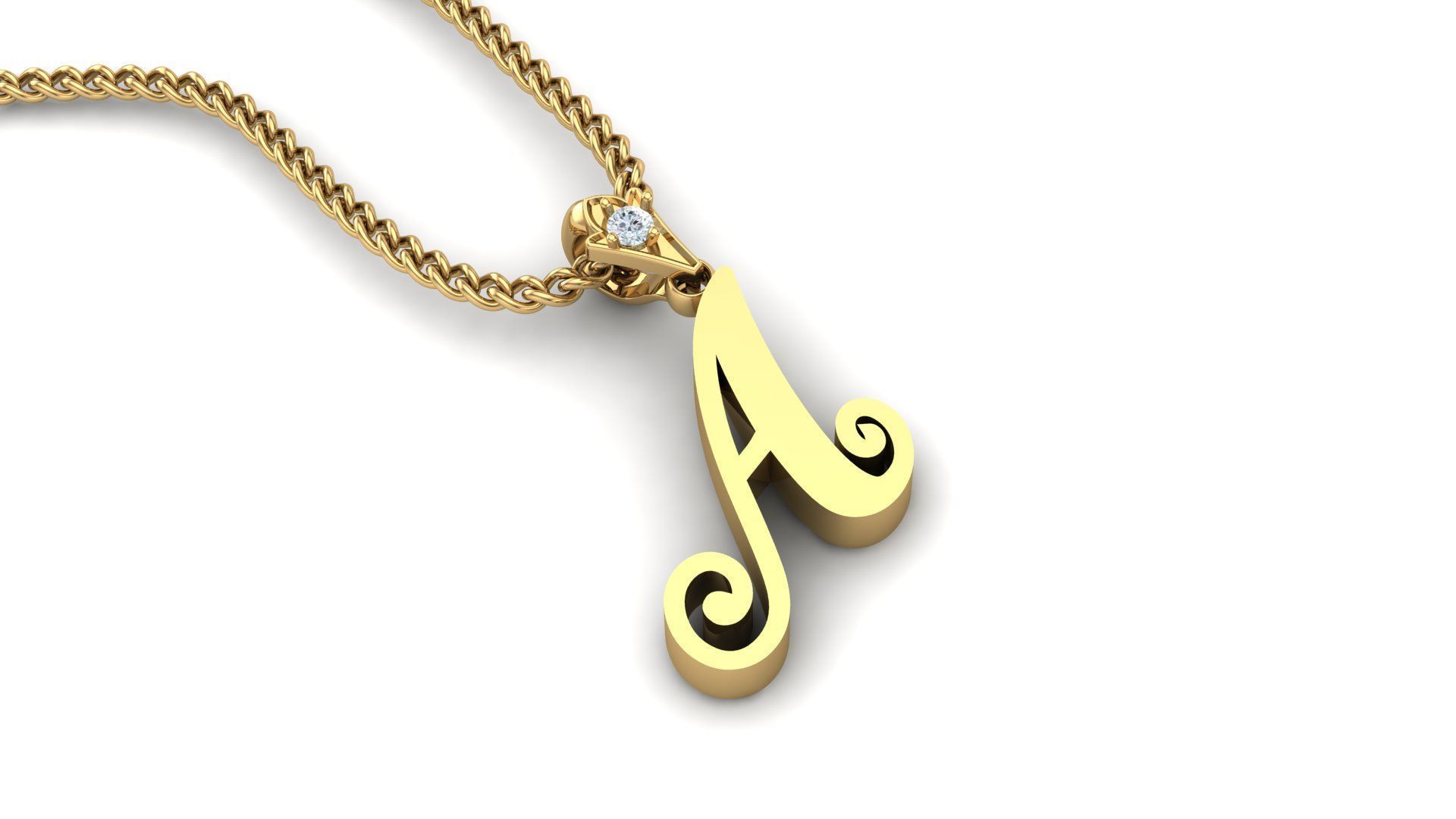 Alphabet V3 Light Gold Font Pendant A 3D print model_1