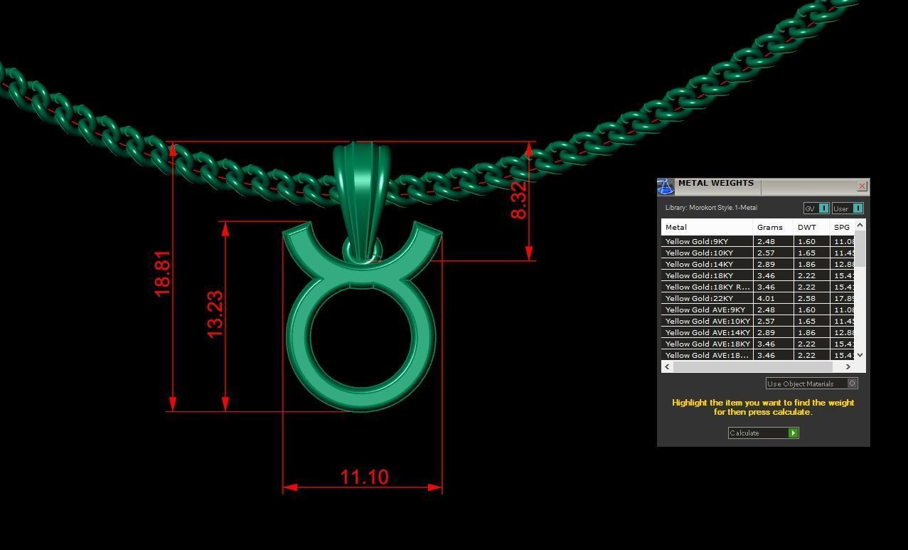 Taurus Zodiace Pendant V4 3D print model_1
