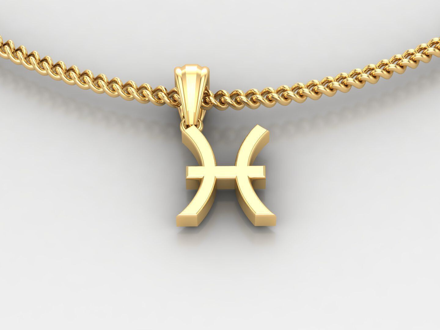 Pisces Zodiace Pendant V4 3D print model_4
