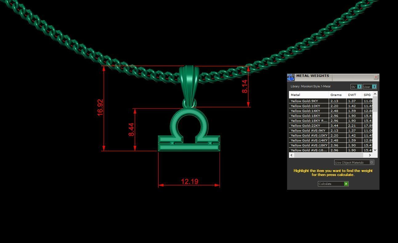 Libra Zodiace Pendant V4 3D print model_1