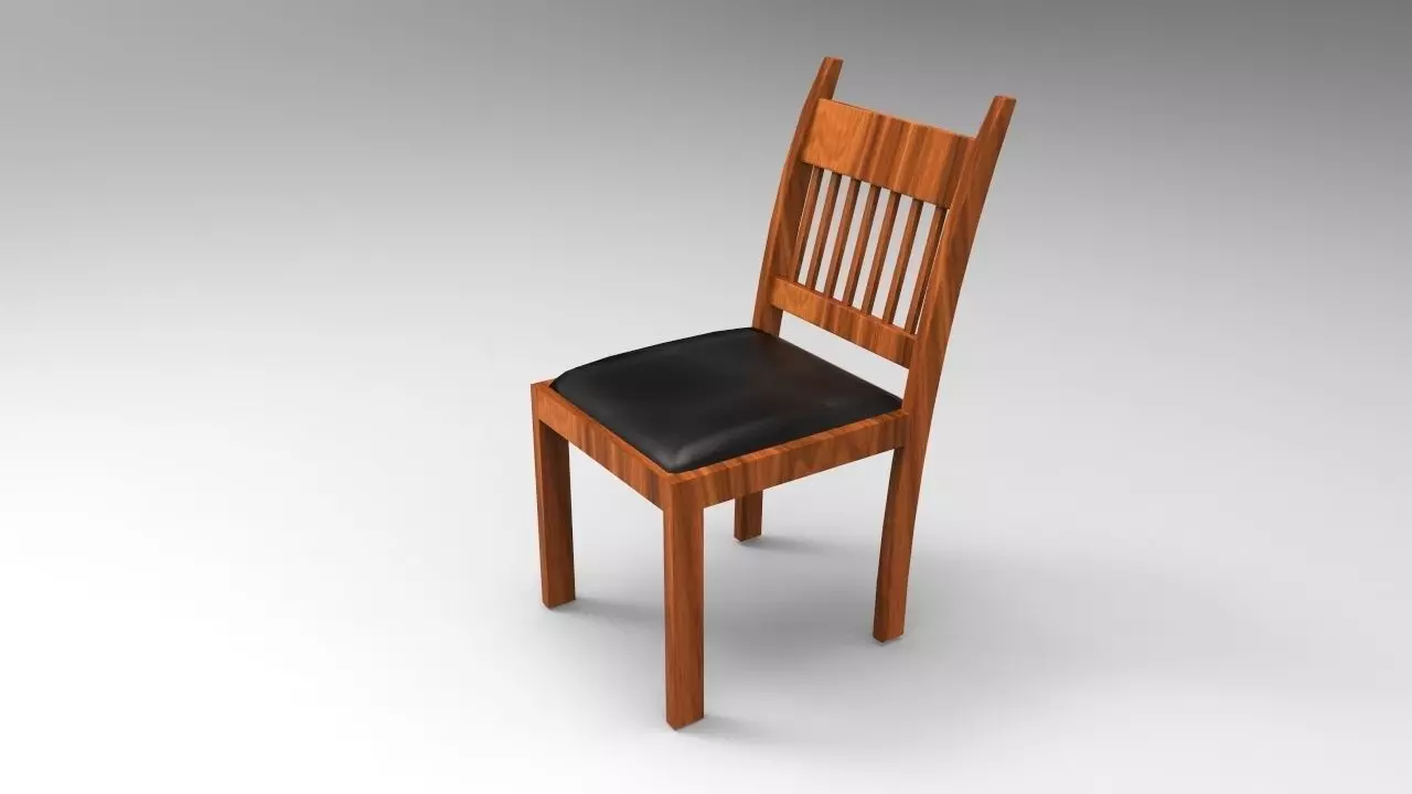CHAIRS wooden chair Low-poly 3D model_0