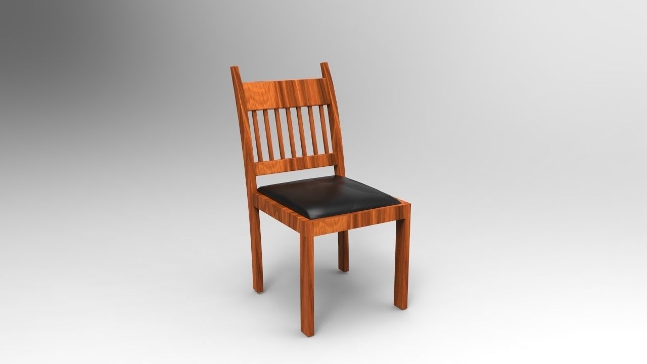 CHAIRS wooden chair Low-poly 3D model_1