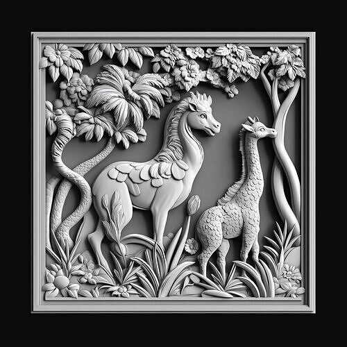 Stylized Giraffe Duo 3D print model