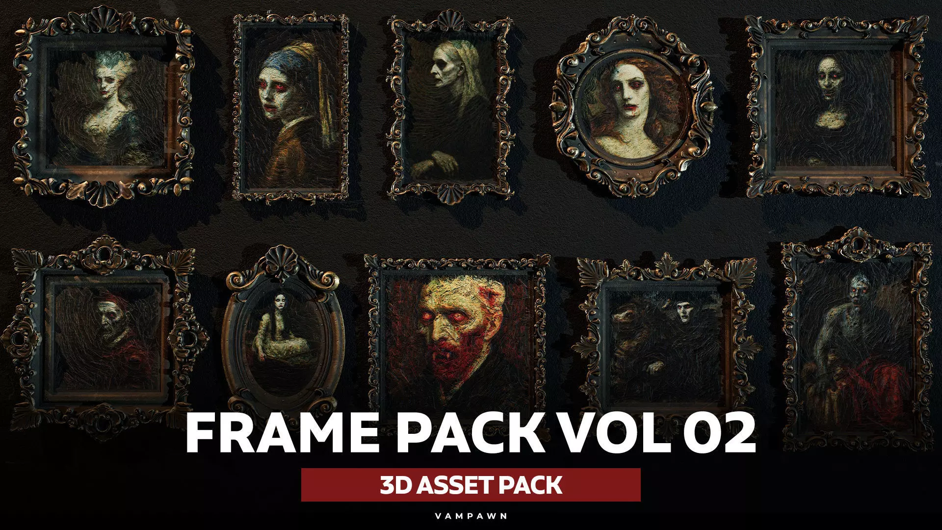 Frame Pack Vol 02 Vampire Portrait Series Low-poly 3D model_0