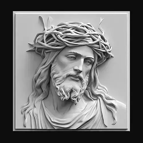 Crowned Jesus Portrait Relief