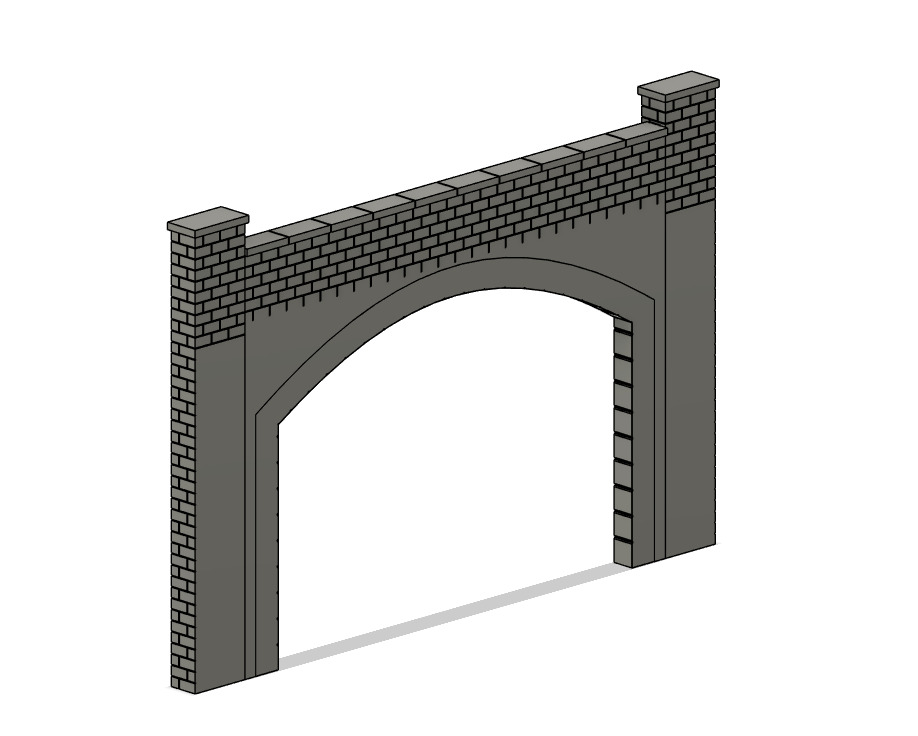 Model Railway Tunnel Portal Double Track Modular Design 3D print model_4