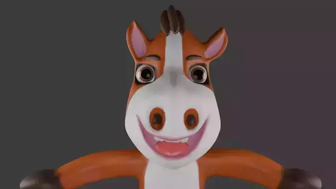 Cartoon Low Poly Horse 3D Model - Stylized and Game Ready