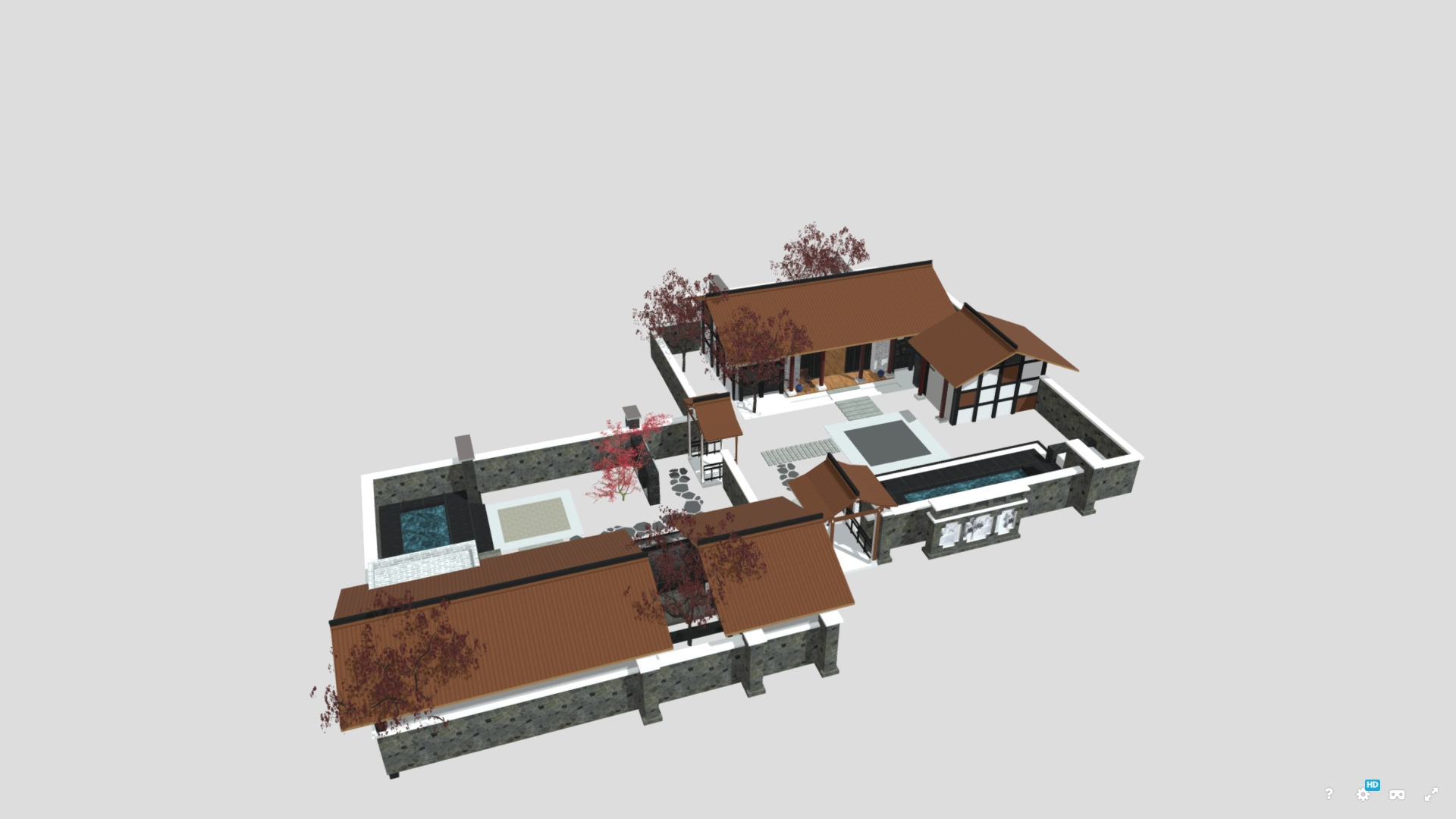 Complete Chinese Courtyard Garden Kit 3D Model Set Oriental 3D model_1