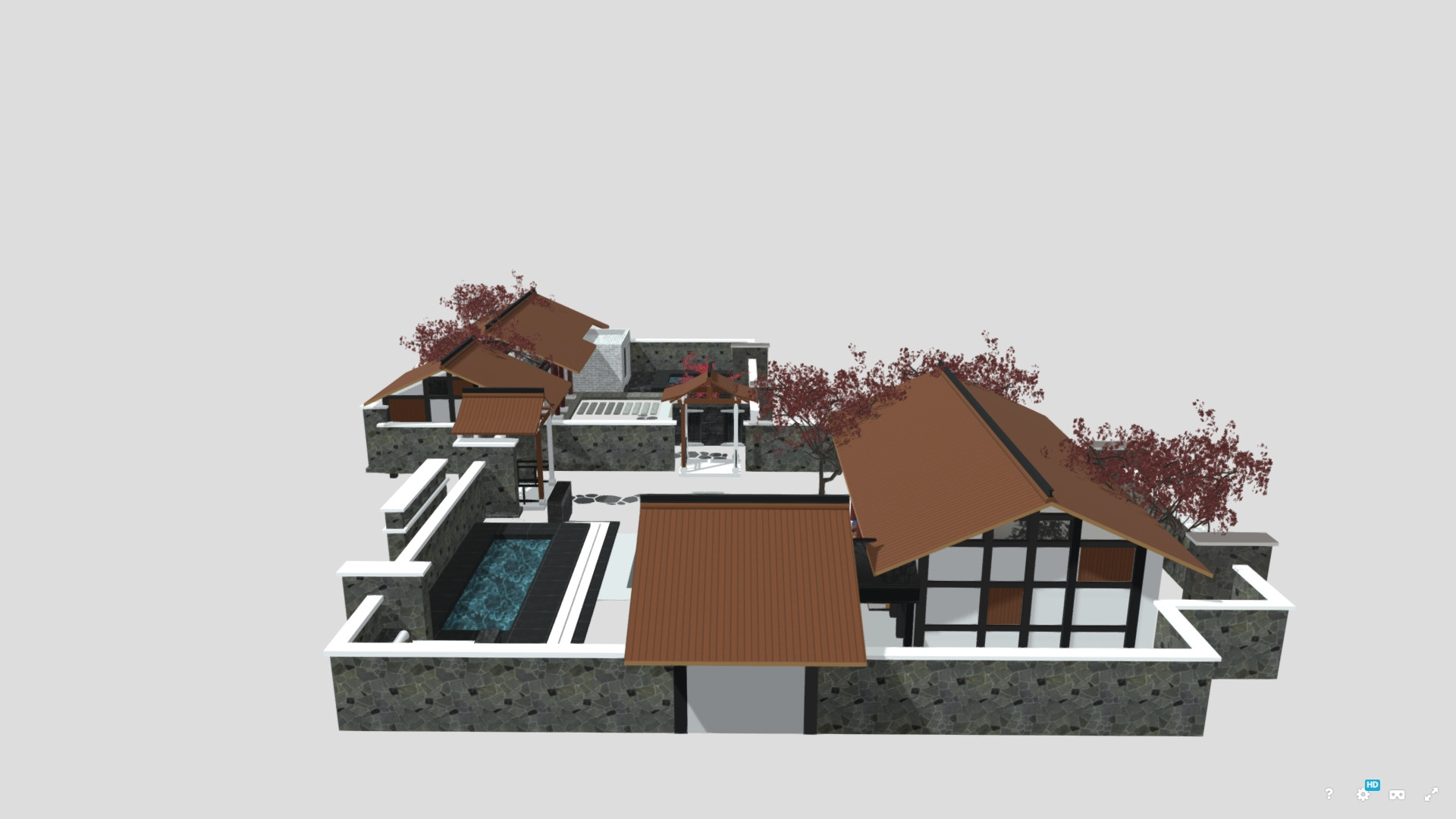 Complete Chinese Courtyard Garden Kit 3D Model Set Oriental 3D model_5