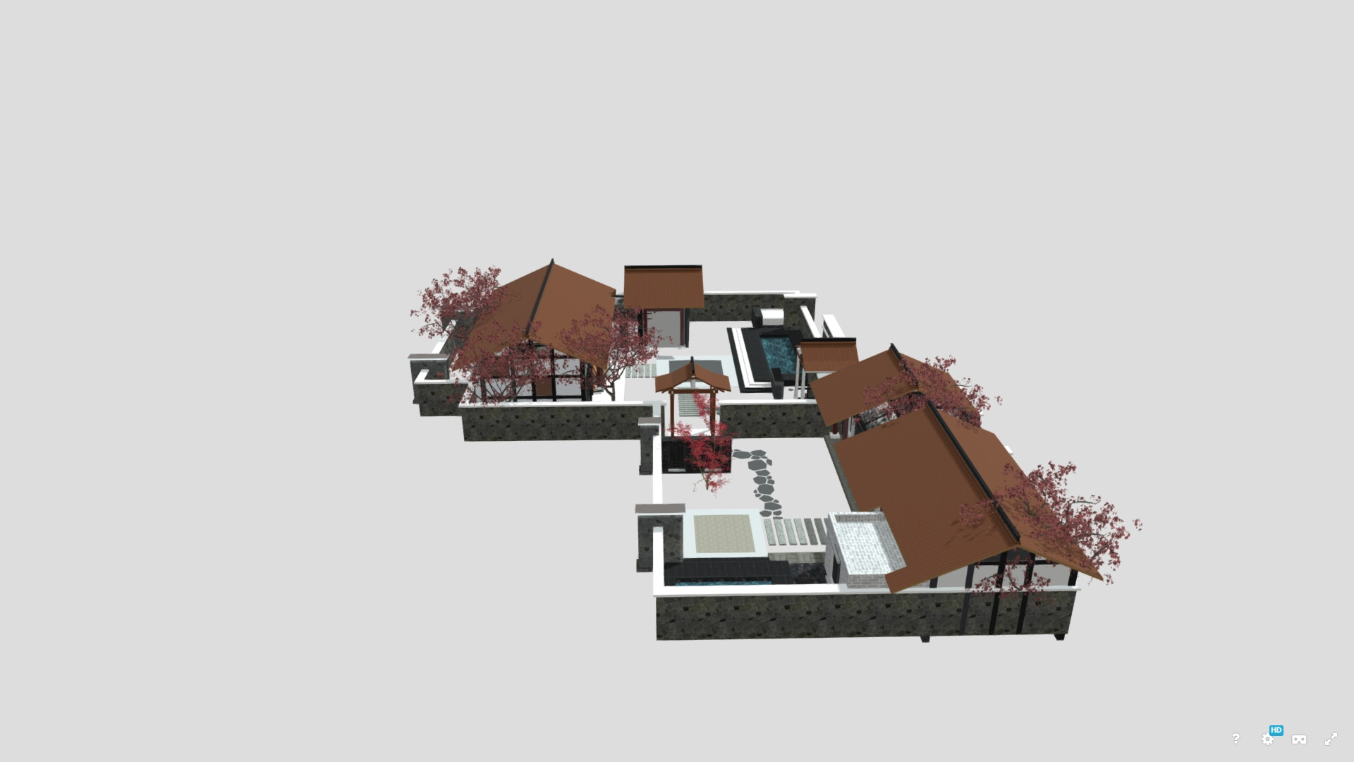 Complete Chinese Courtyard Garden Kit 3D Model Set Oriental 3D model_2