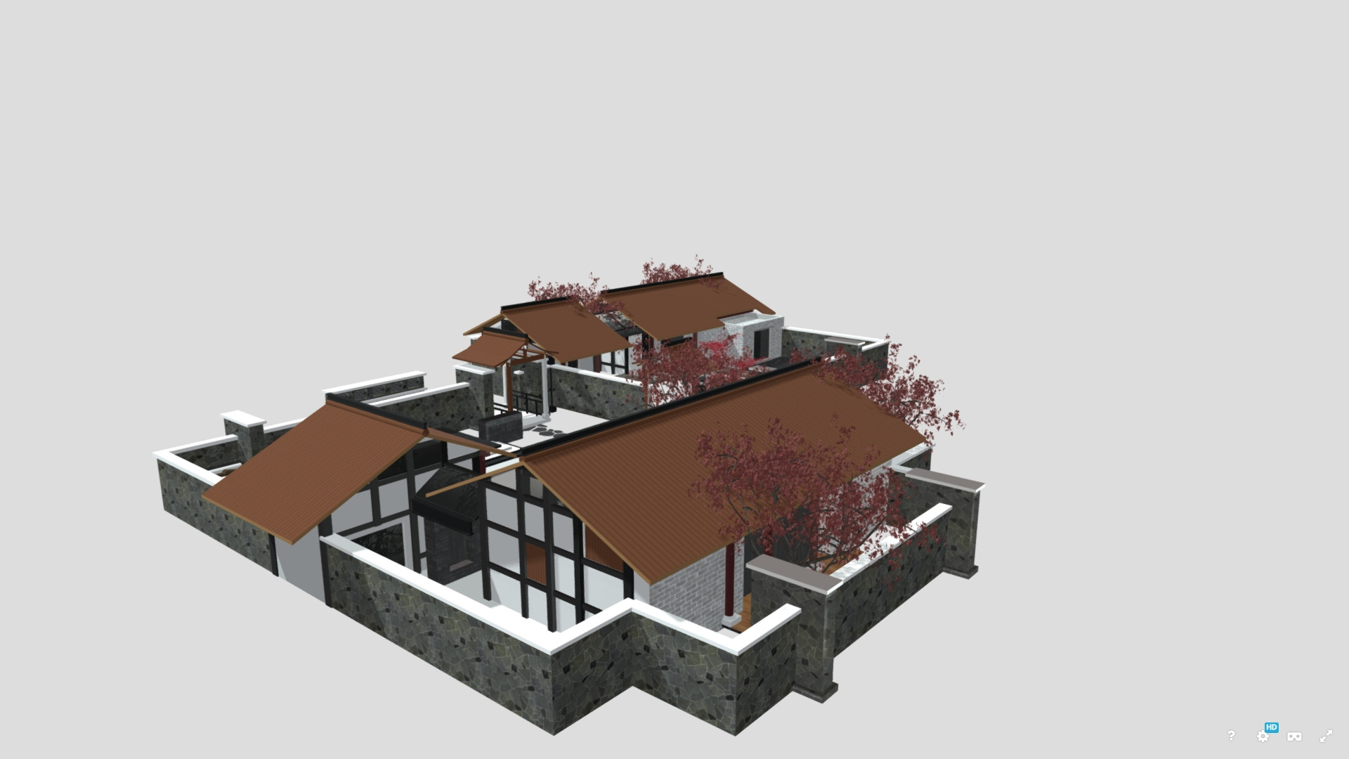 Complete Chinese Courtyard Garden Kit 3D Model Set Oriental 3D model_4
