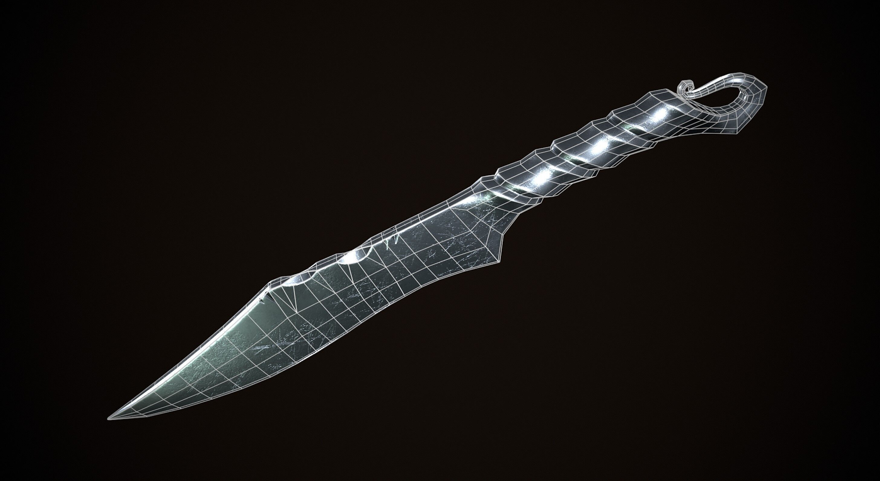 Forged Knife Low-poly 3D model_2