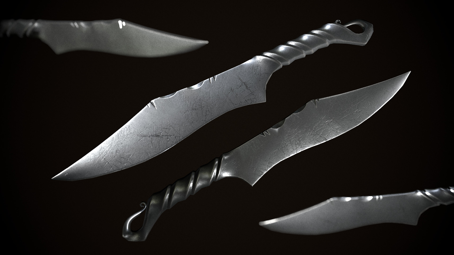 Forged Knife Low-poly 3D model_3