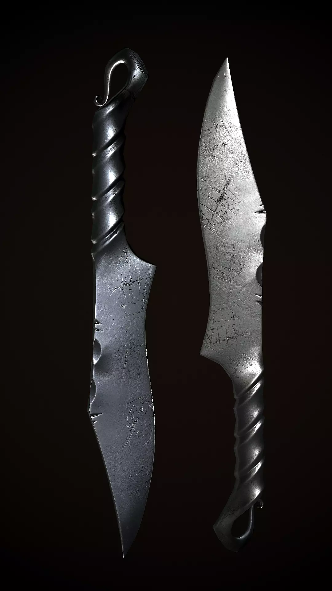 Forged Knife Low-poly 3D model_0