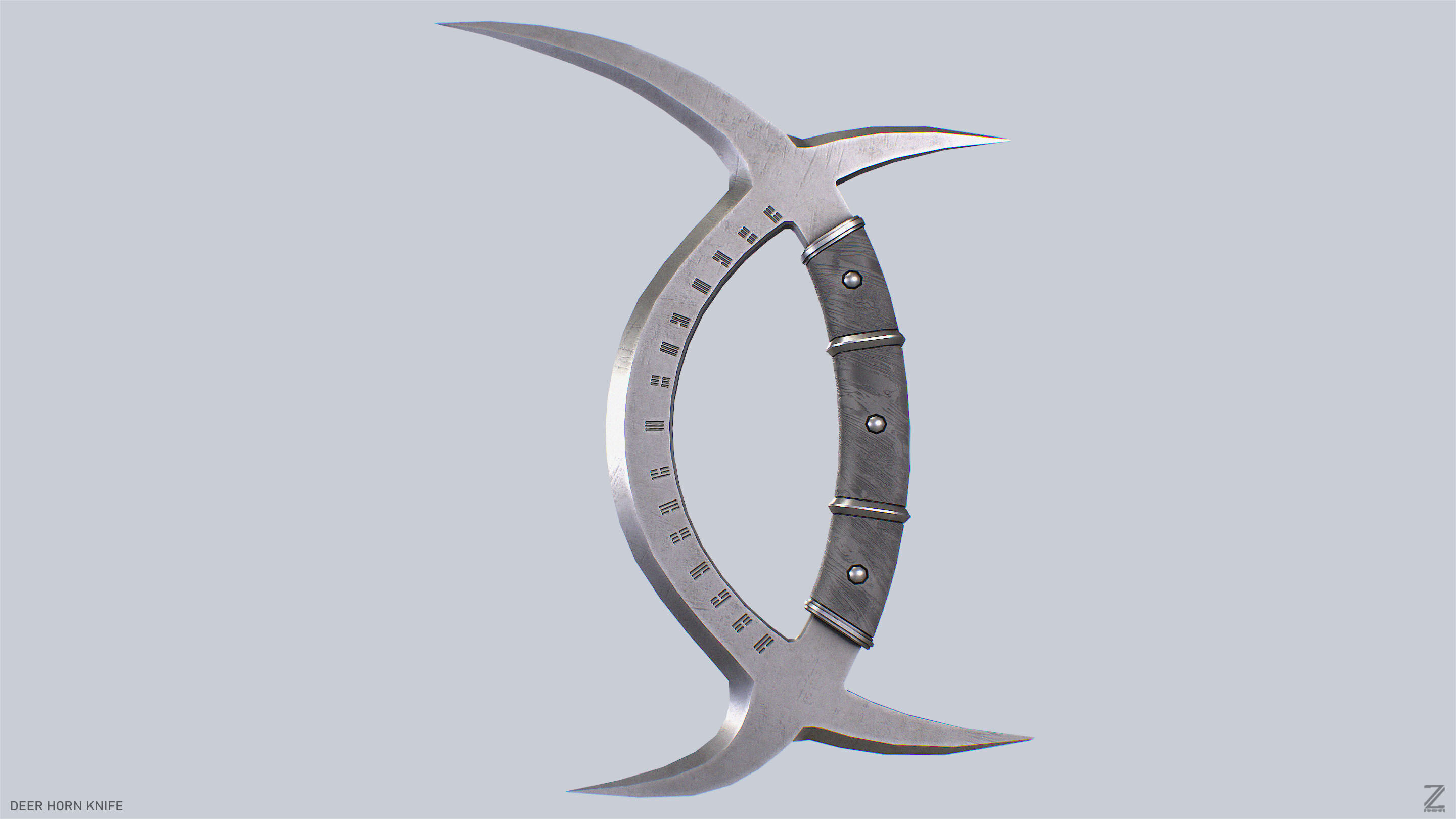 Deer horn knife Low-poly 3D model_2