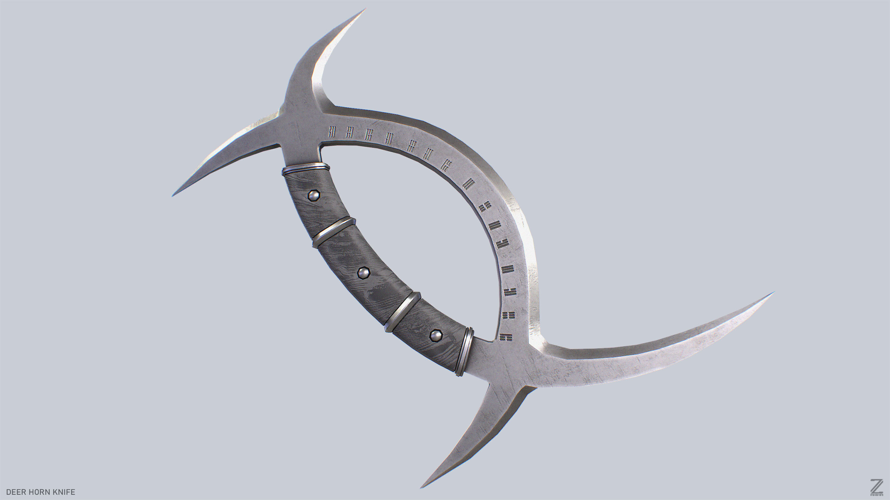 Deer horn knife Low-poly 3D model_5