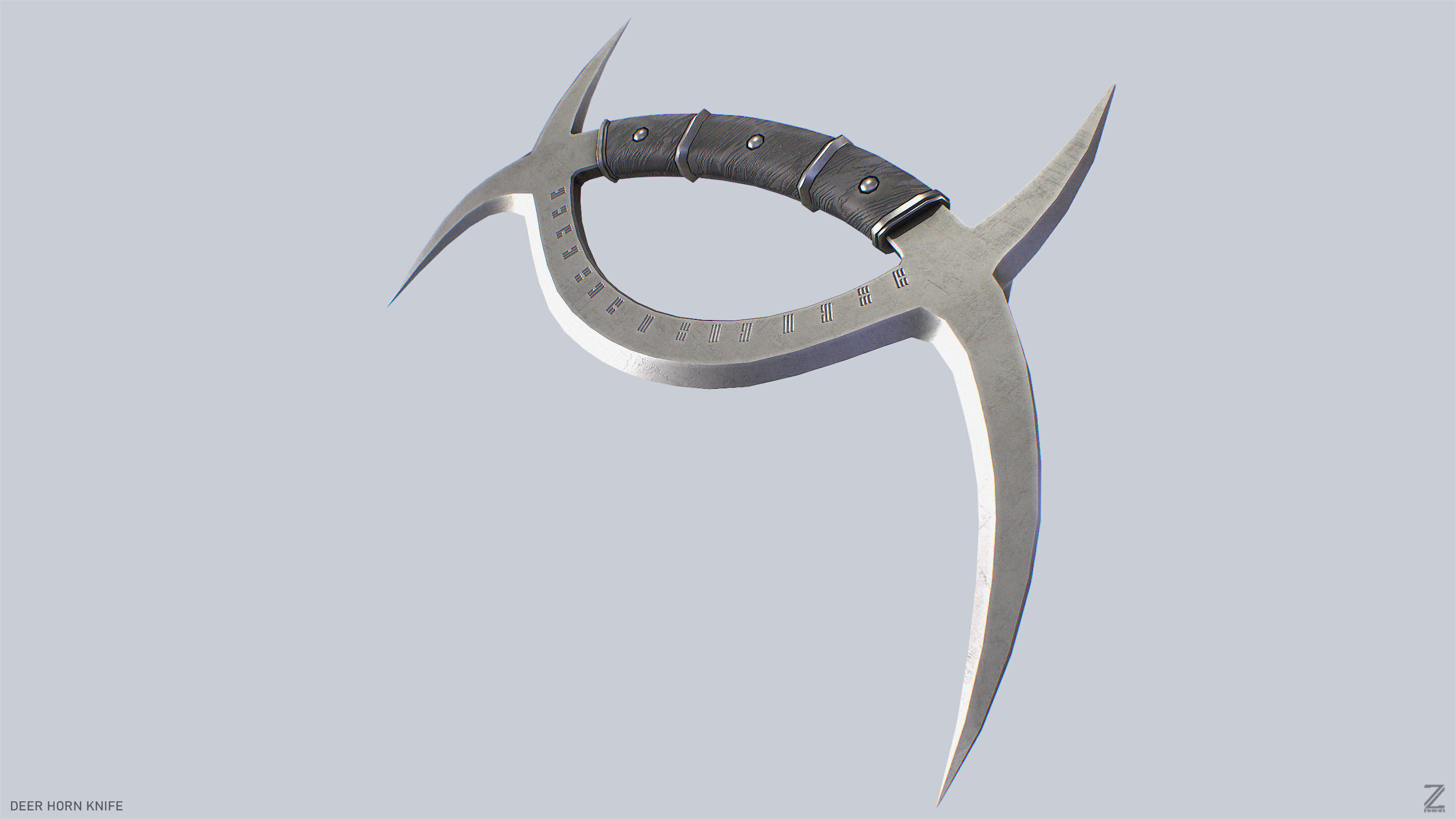 Deer horn knife Low-poly 3D model_8