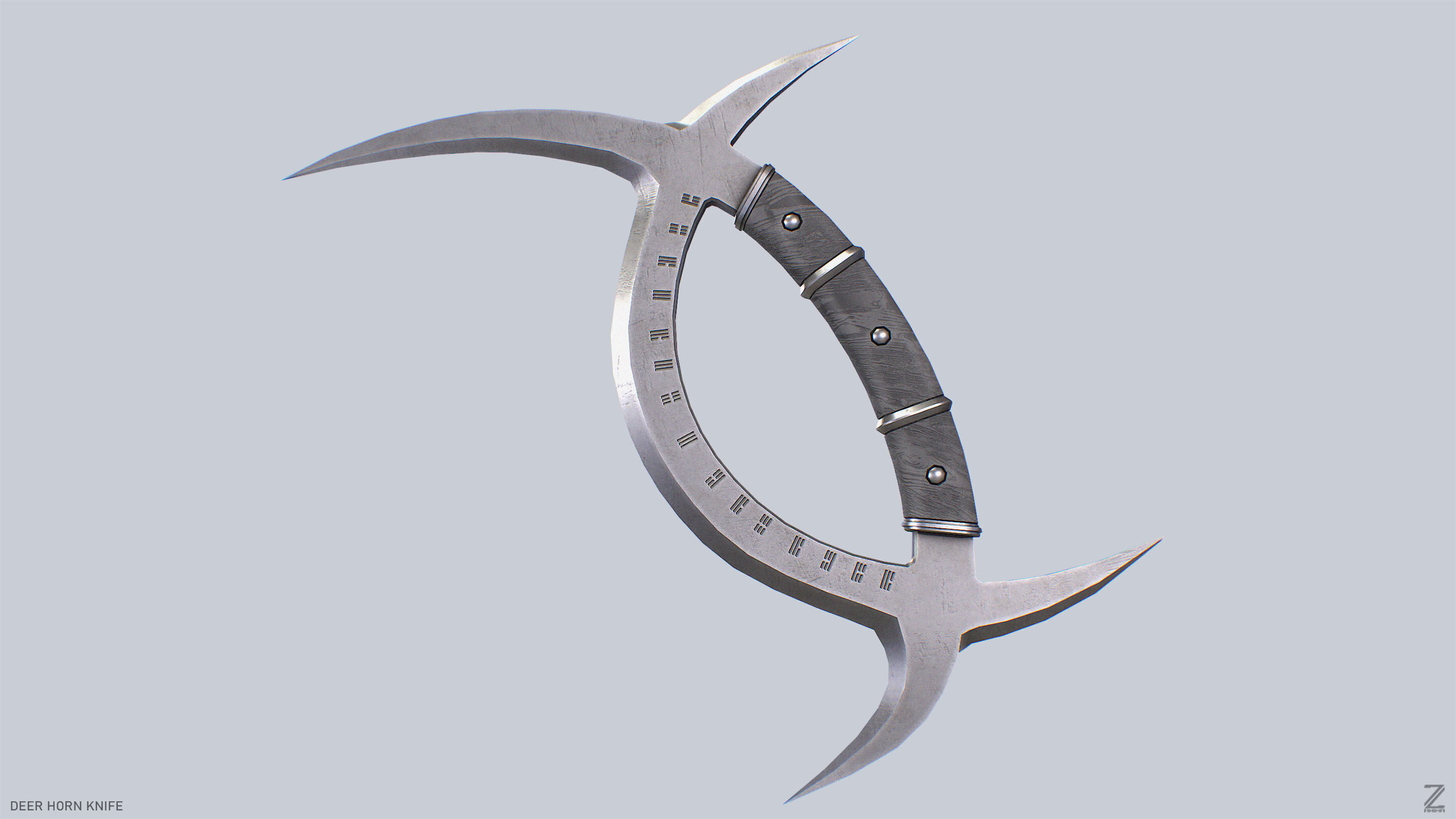 Deer horn knife Low-poly 3D model_4