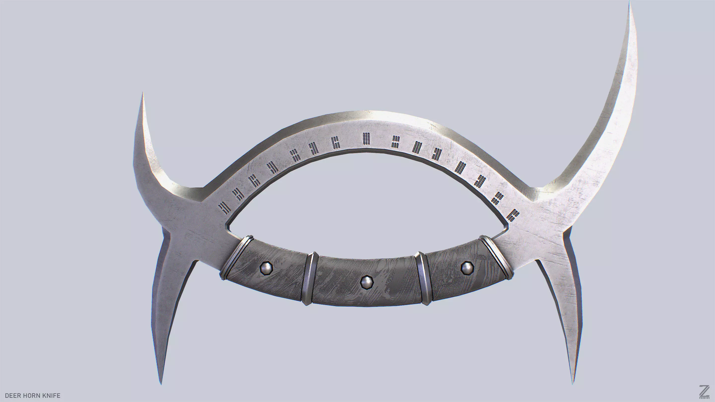 Deer horn knife Low-poly 3D model_0