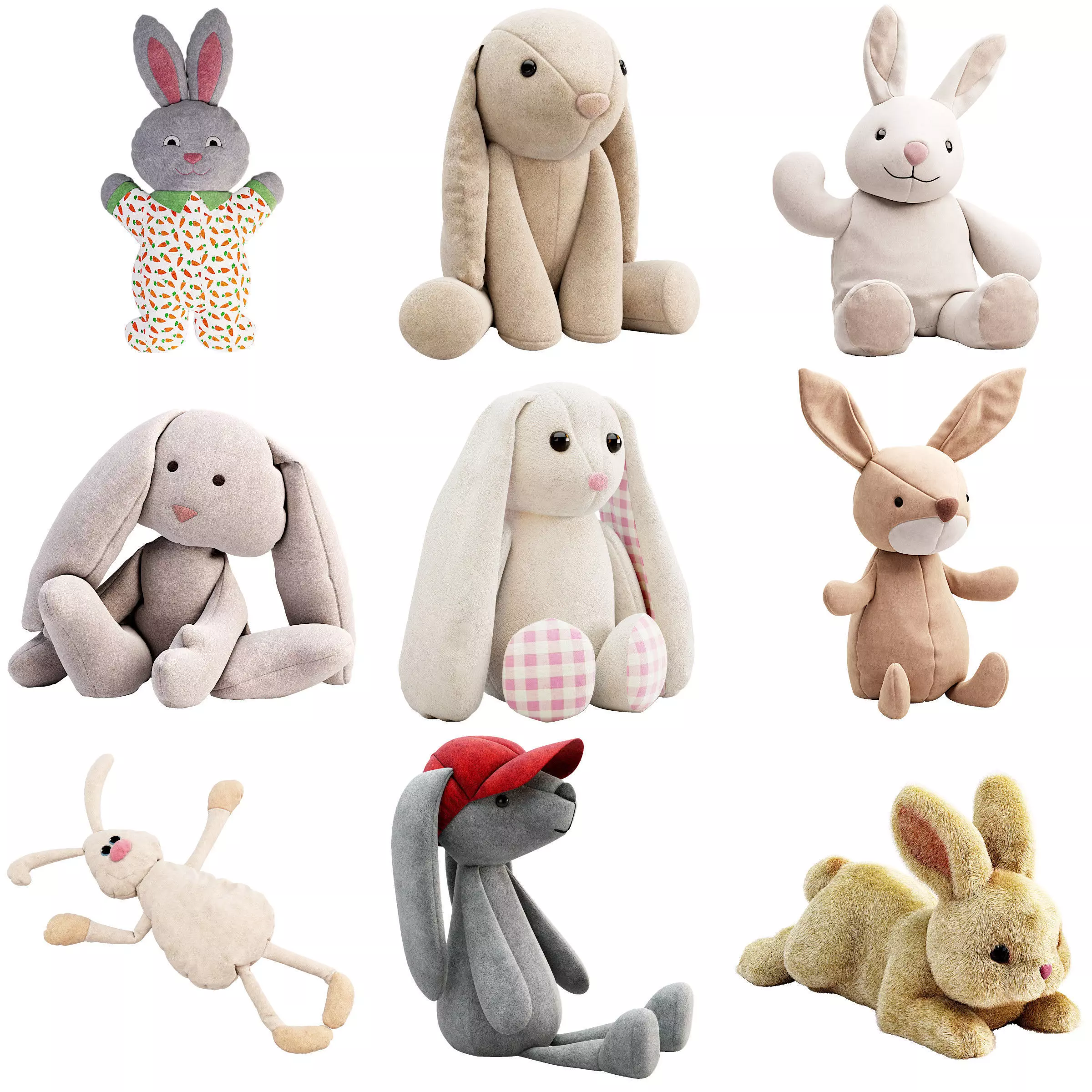 rabbit toy collection 3D model_0