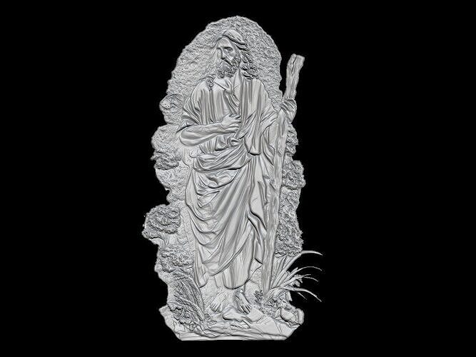 Jesus with Staff Relief 3D print model