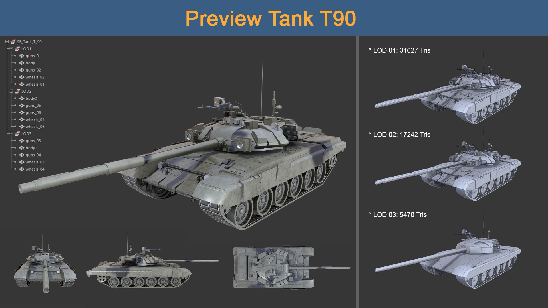 Asset 03 - Military - 04 3D Model Tank 3D Model Collection_7