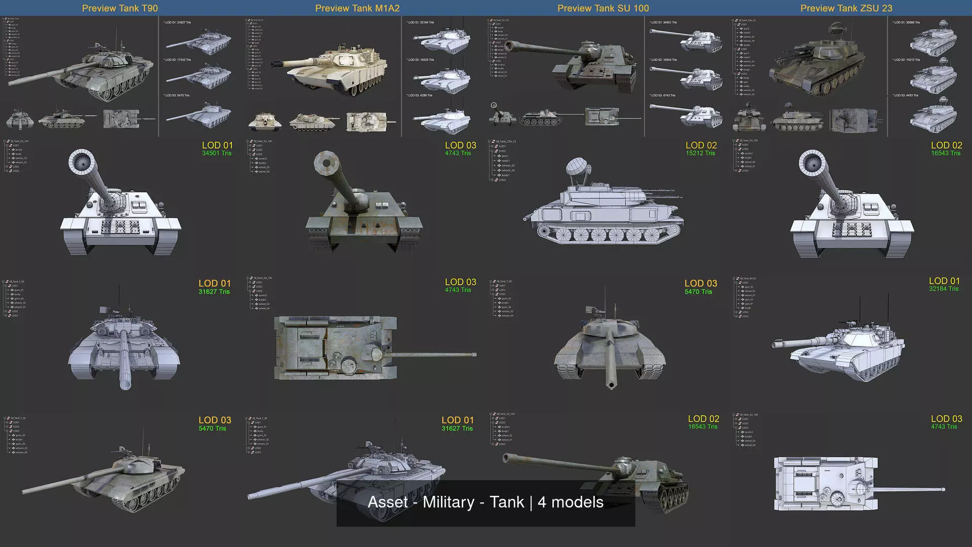 Asset 03 - Military - 04 3D Model Tank 3D Model Collection_4