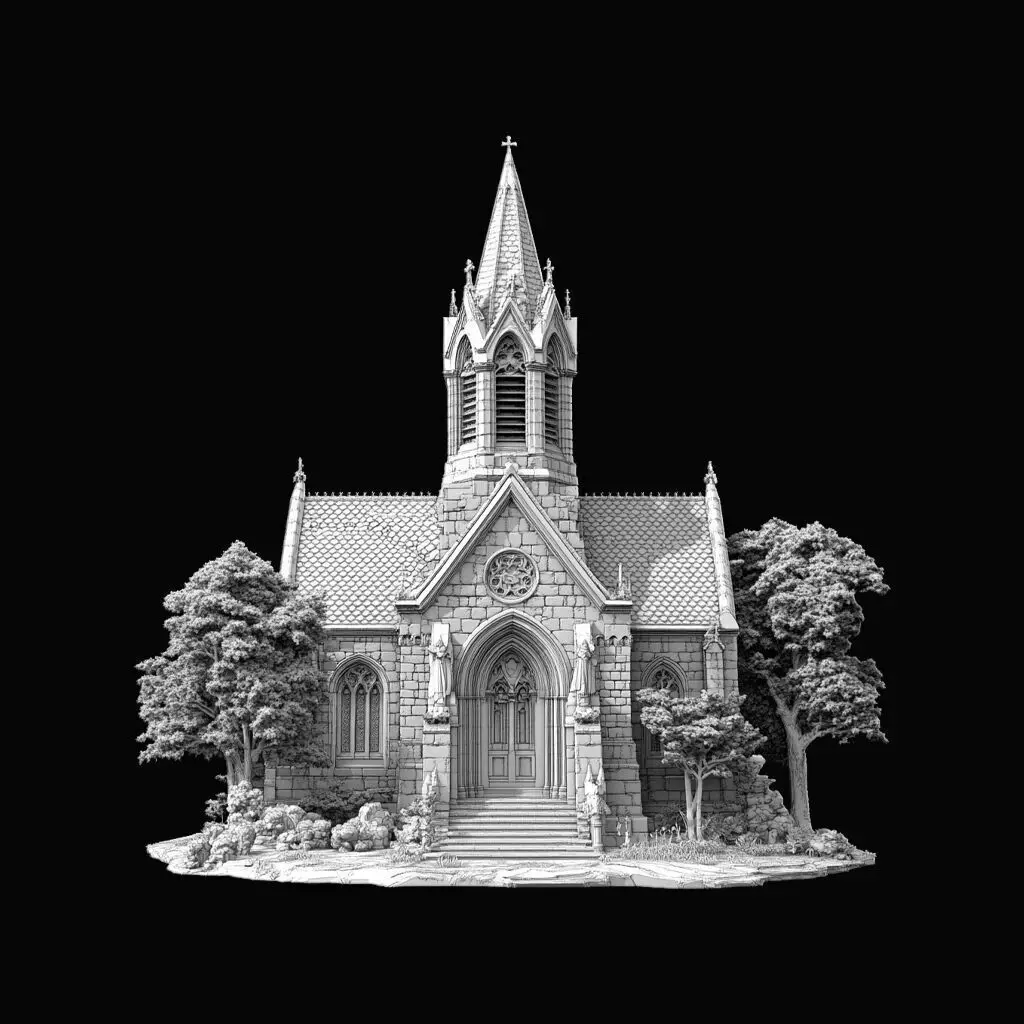 Gothic Church Miniature Sculpture 3D print model_0