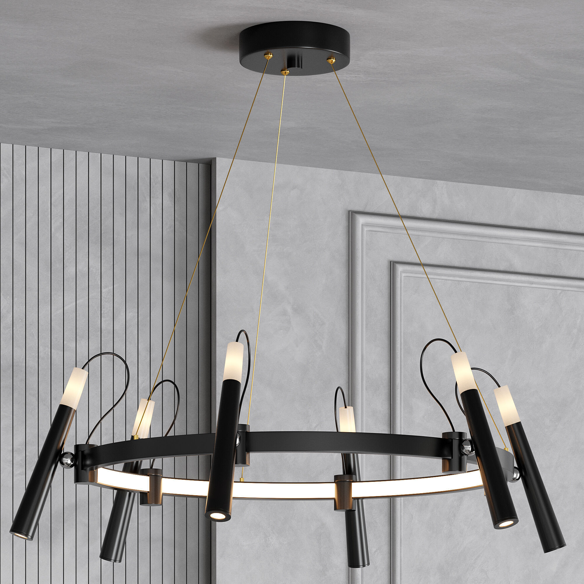 BECKY LED 6 Chandelier by Lampatron Low-poly 3D model_3