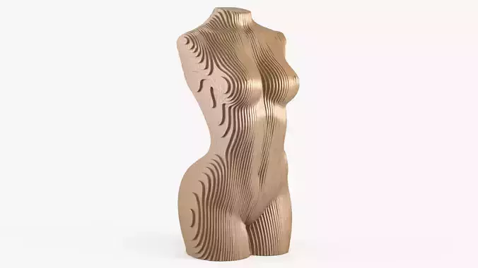 Parametric Sculpture Woman Body Light Wood