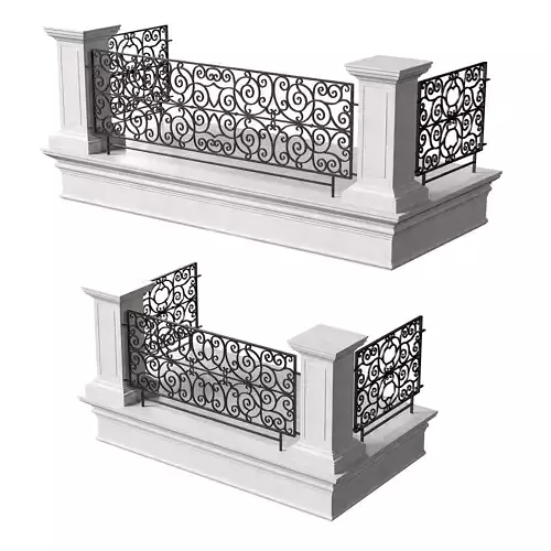 Classic Marble Balcony with Wrought Iron Railings 2