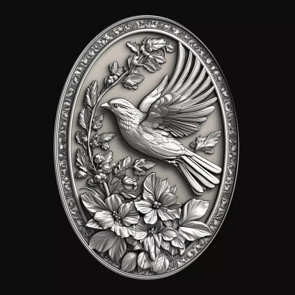 Oval Bird in Flight Relief 3D print model_0