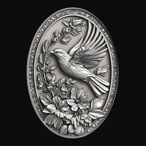 Oval Bird in Flight Relief 3D print model