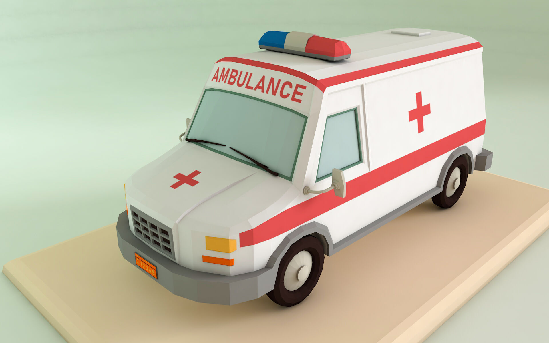 Low Poly Ambulance 3D Model Low-poly 3D model_4