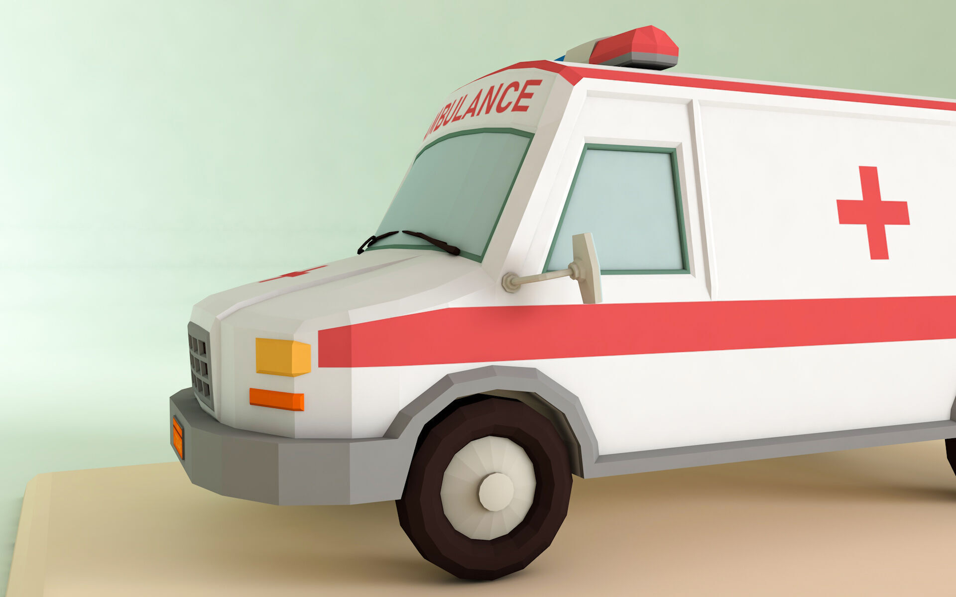 Low Poly Ambulance 3D Model Low-poly 3D model_3