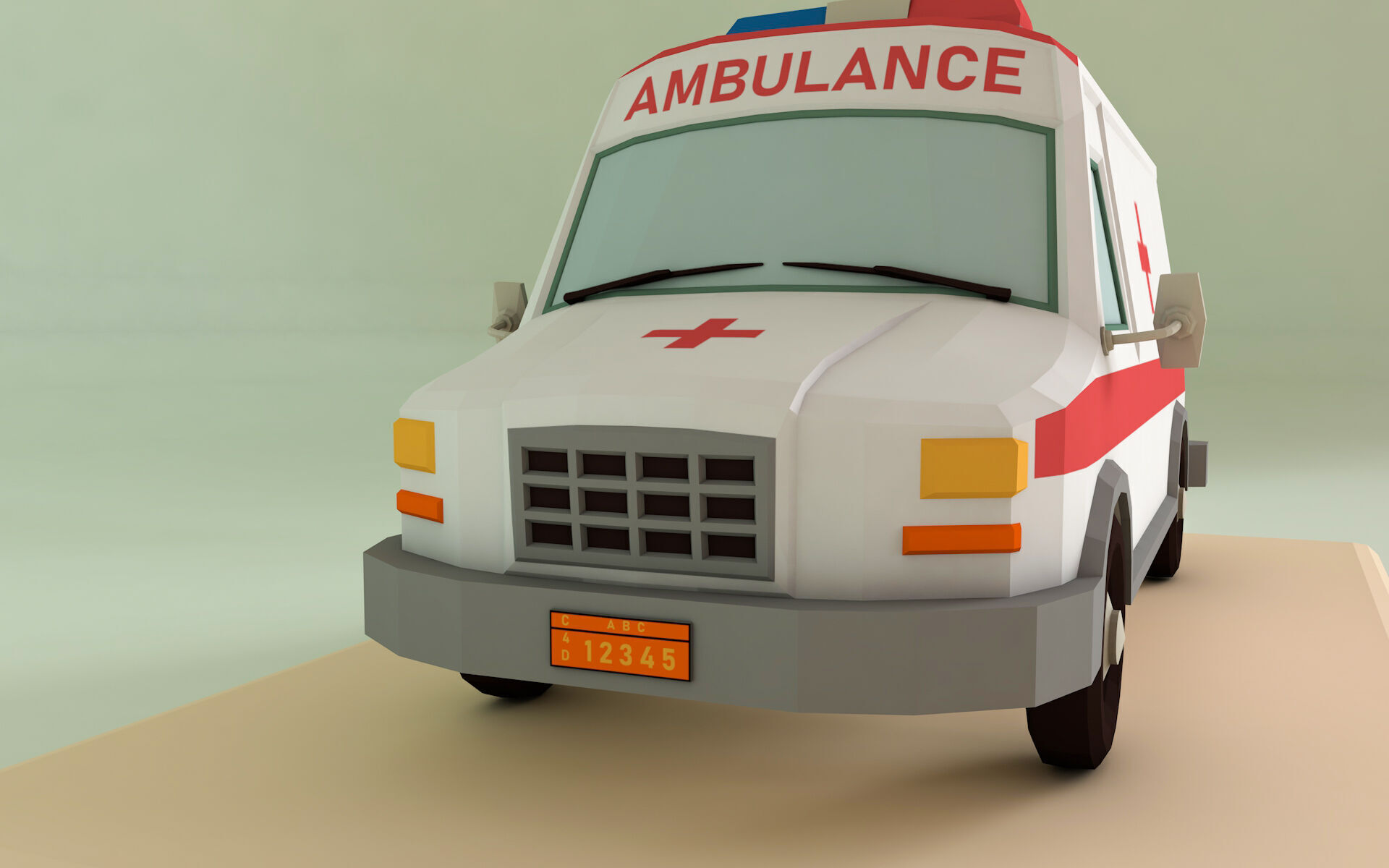 Low Poly Ambulance 3D Model Low-poly 3D model_2