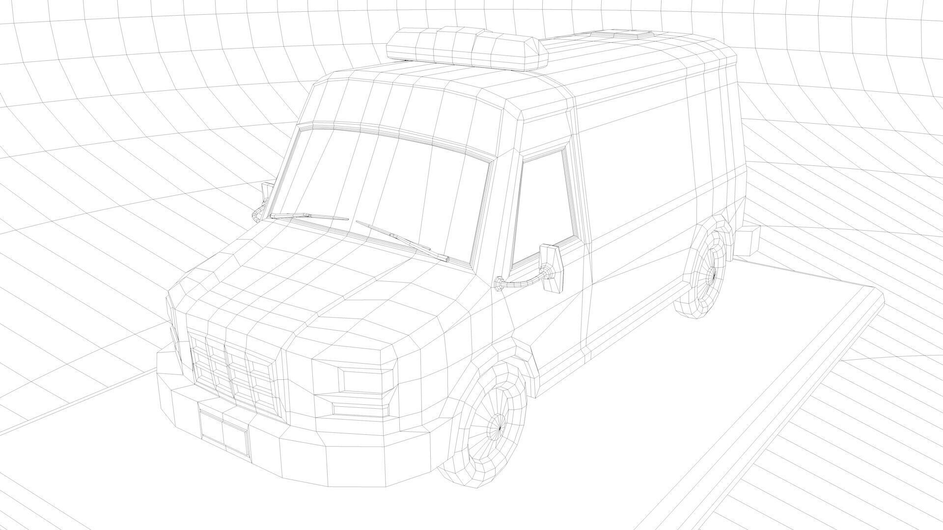 Low Poly Ambulance 3D Model Low-poly 3D model_9