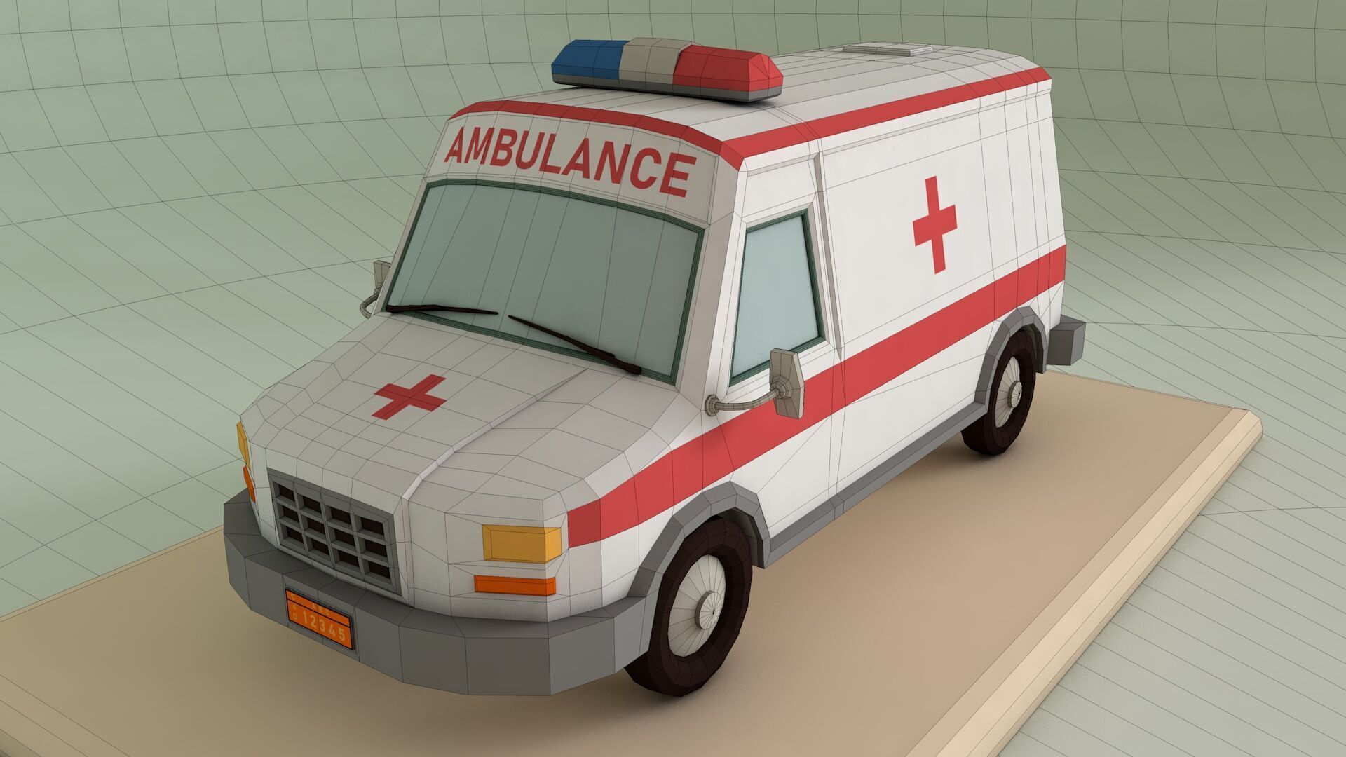 Low Poly Ambulance 3D Model Low-poly 3D model_10
