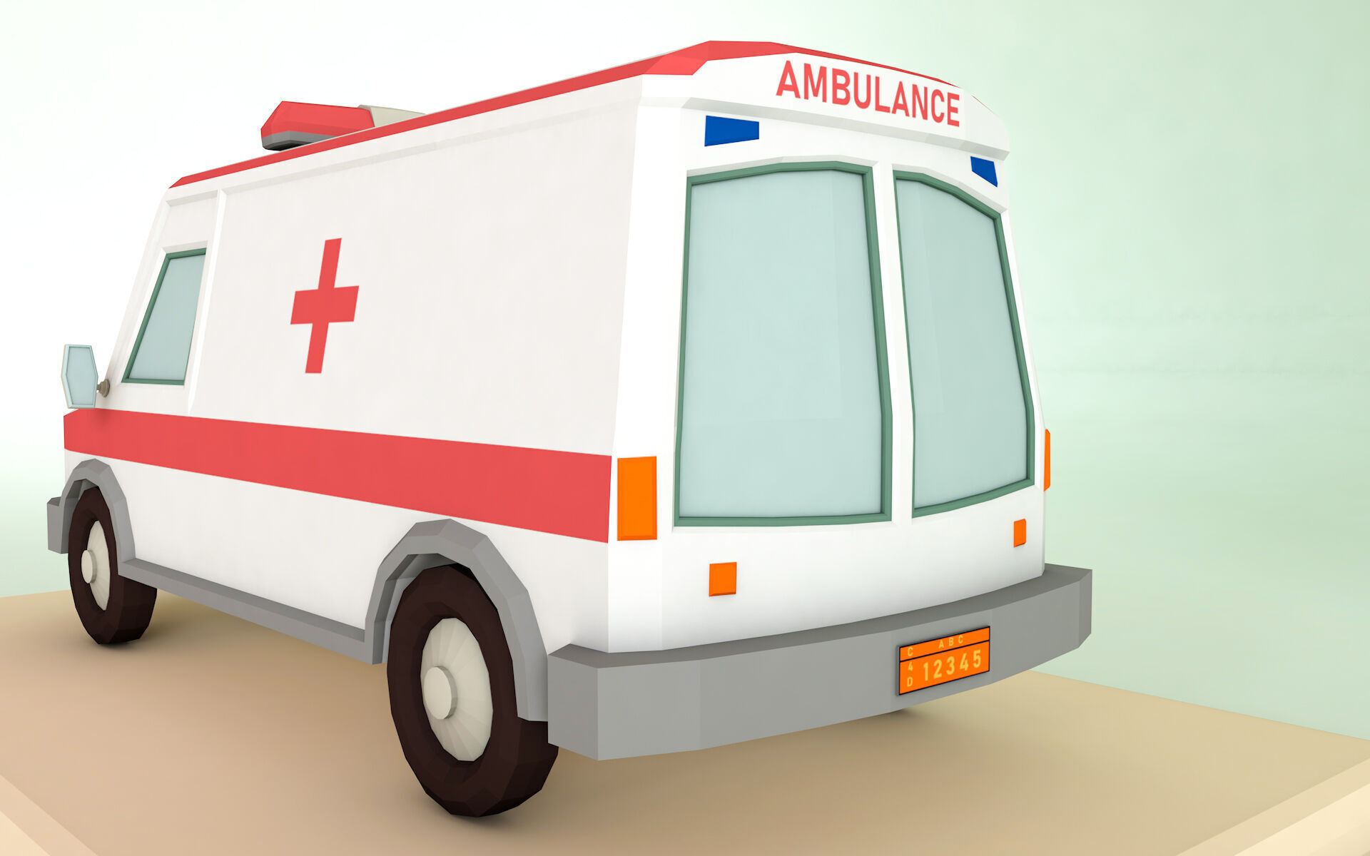 Low Poly Ambulance 3D Model Low-poly 3D model_5