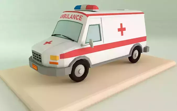 Low Poly Ambulance 3D Model Low-poly 3D model
