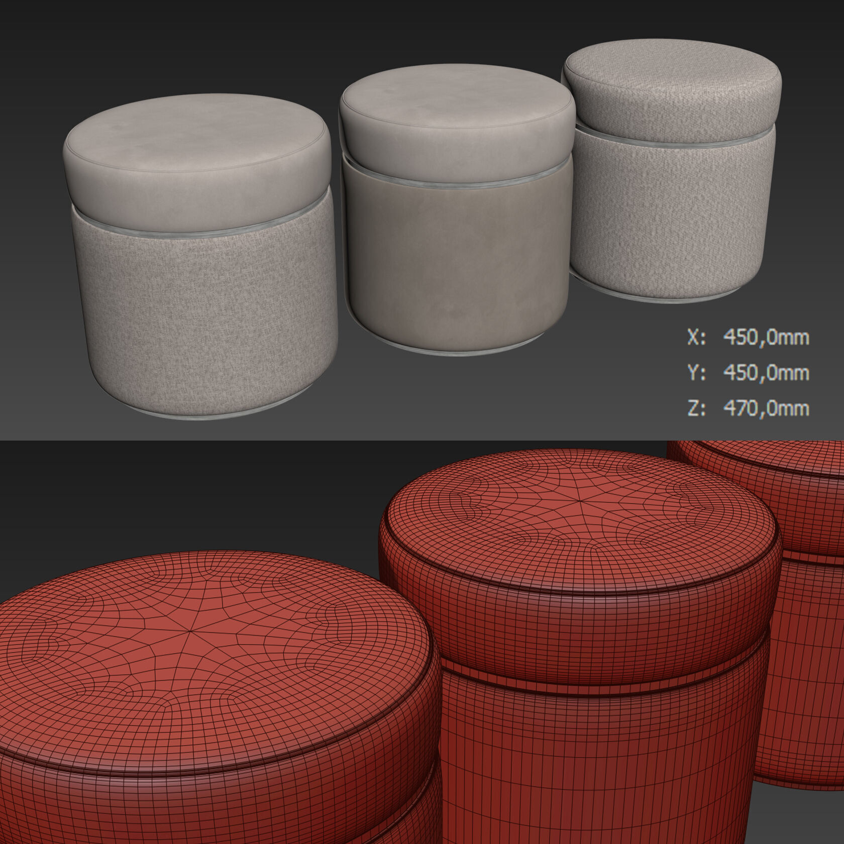 Agra Stool By Frato 3D model_4