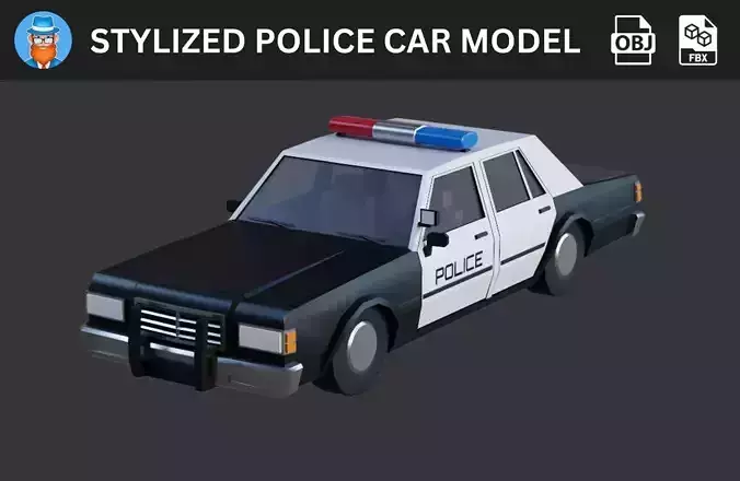 Stylized Police Car 3D Model 3D model
