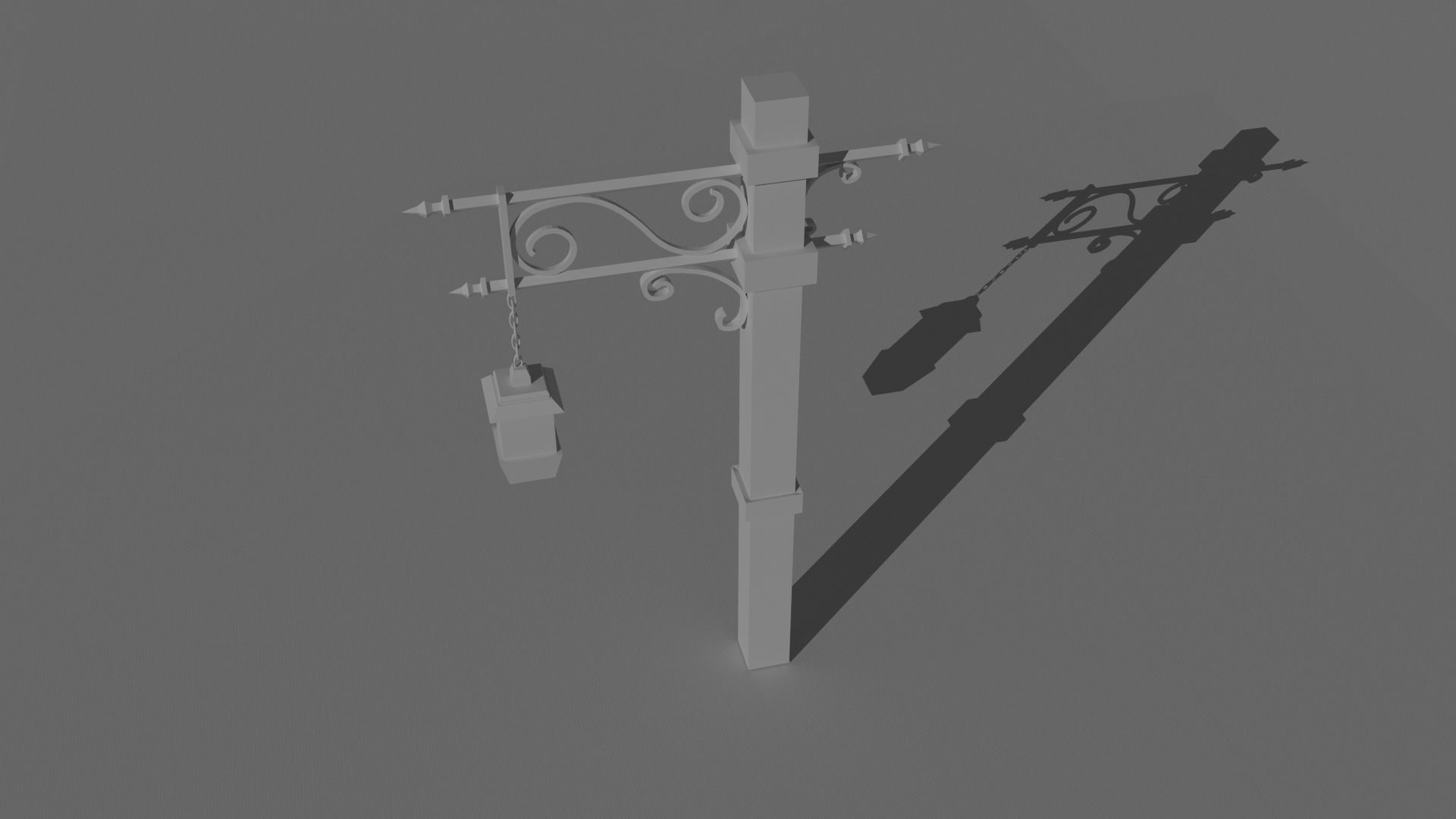 Lamp post Low-poly 3D model_2