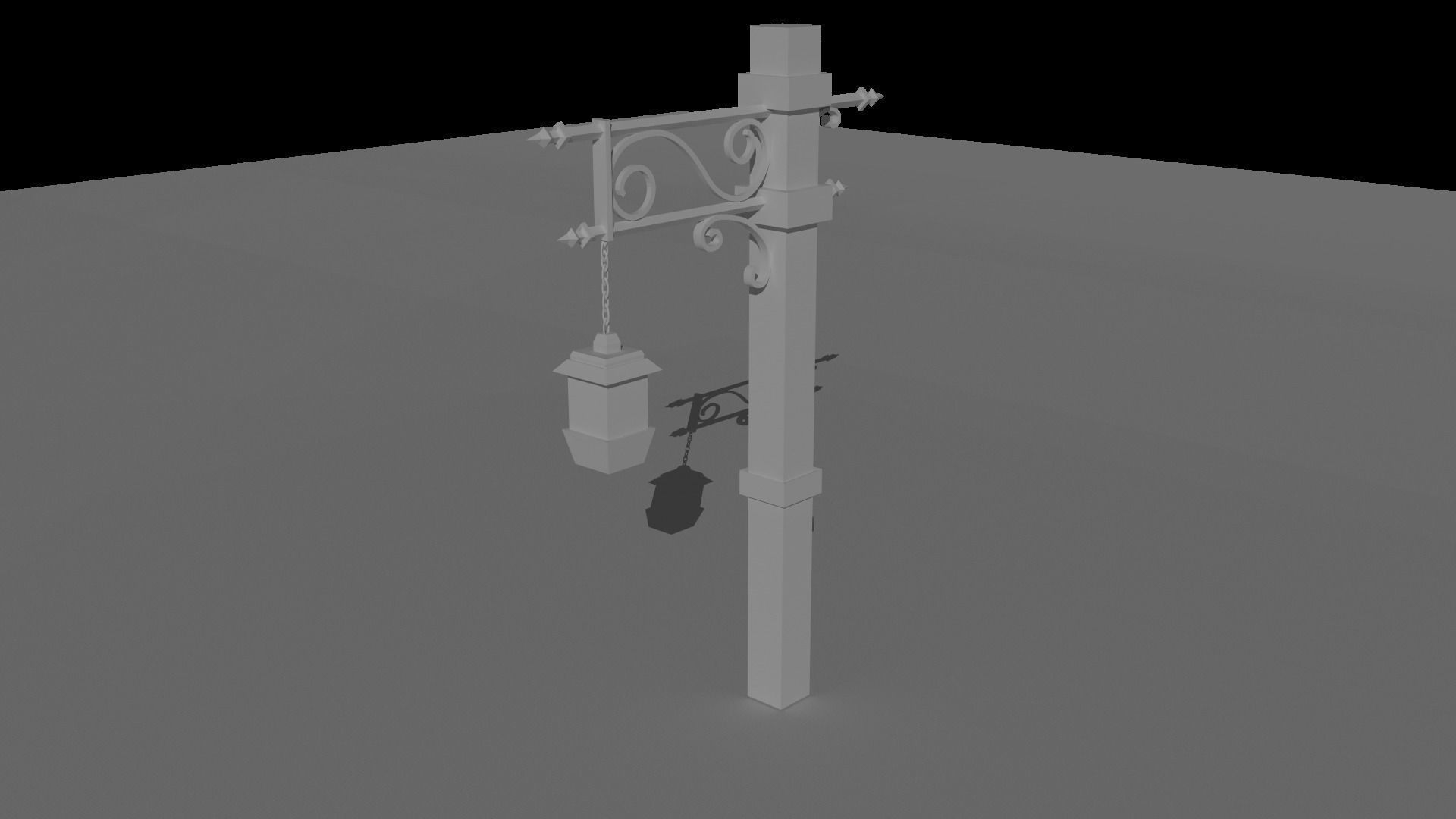 Lamp post Low-poly 3D model_1