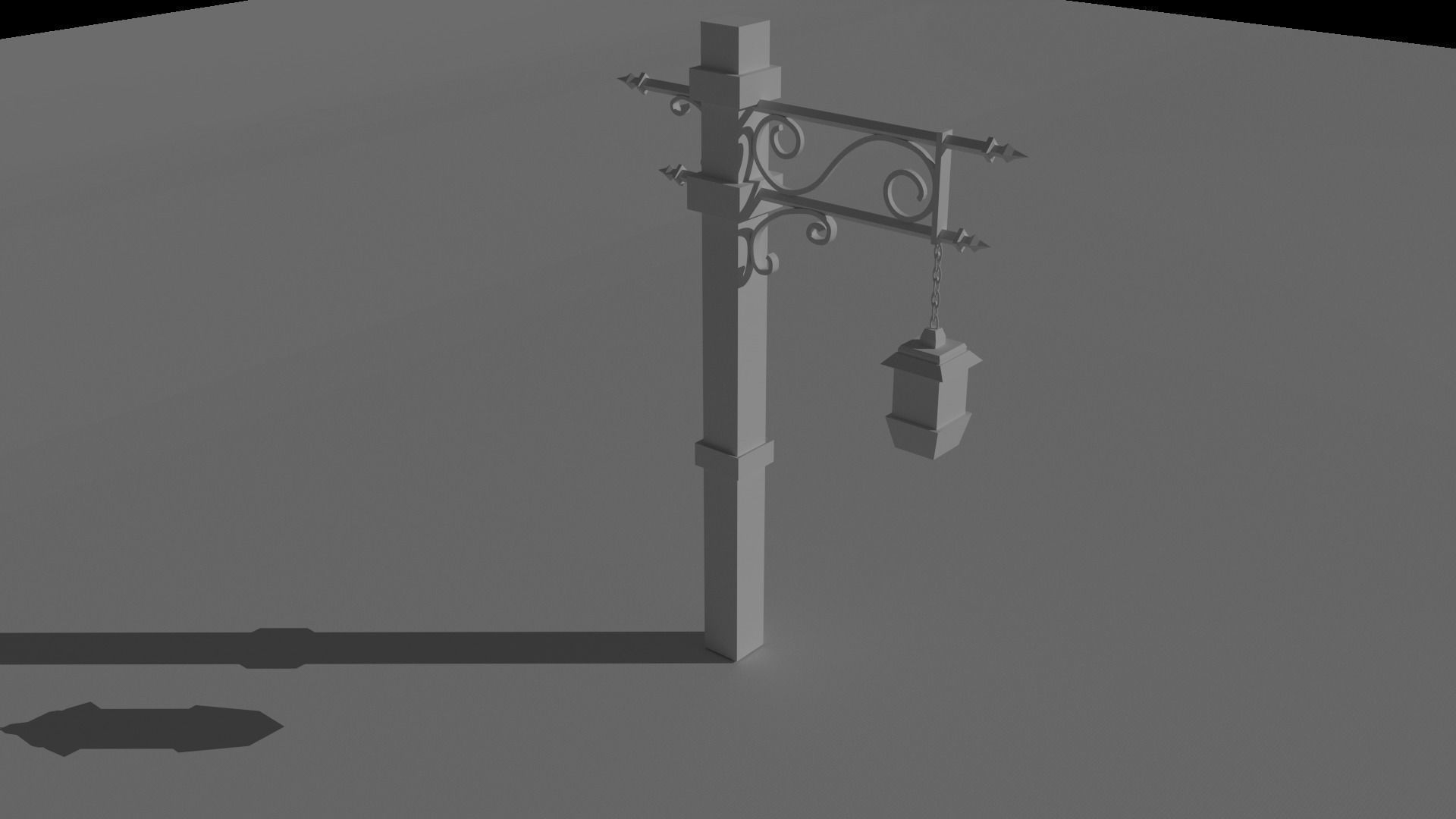 Lamp post Low-poly 3D model_0