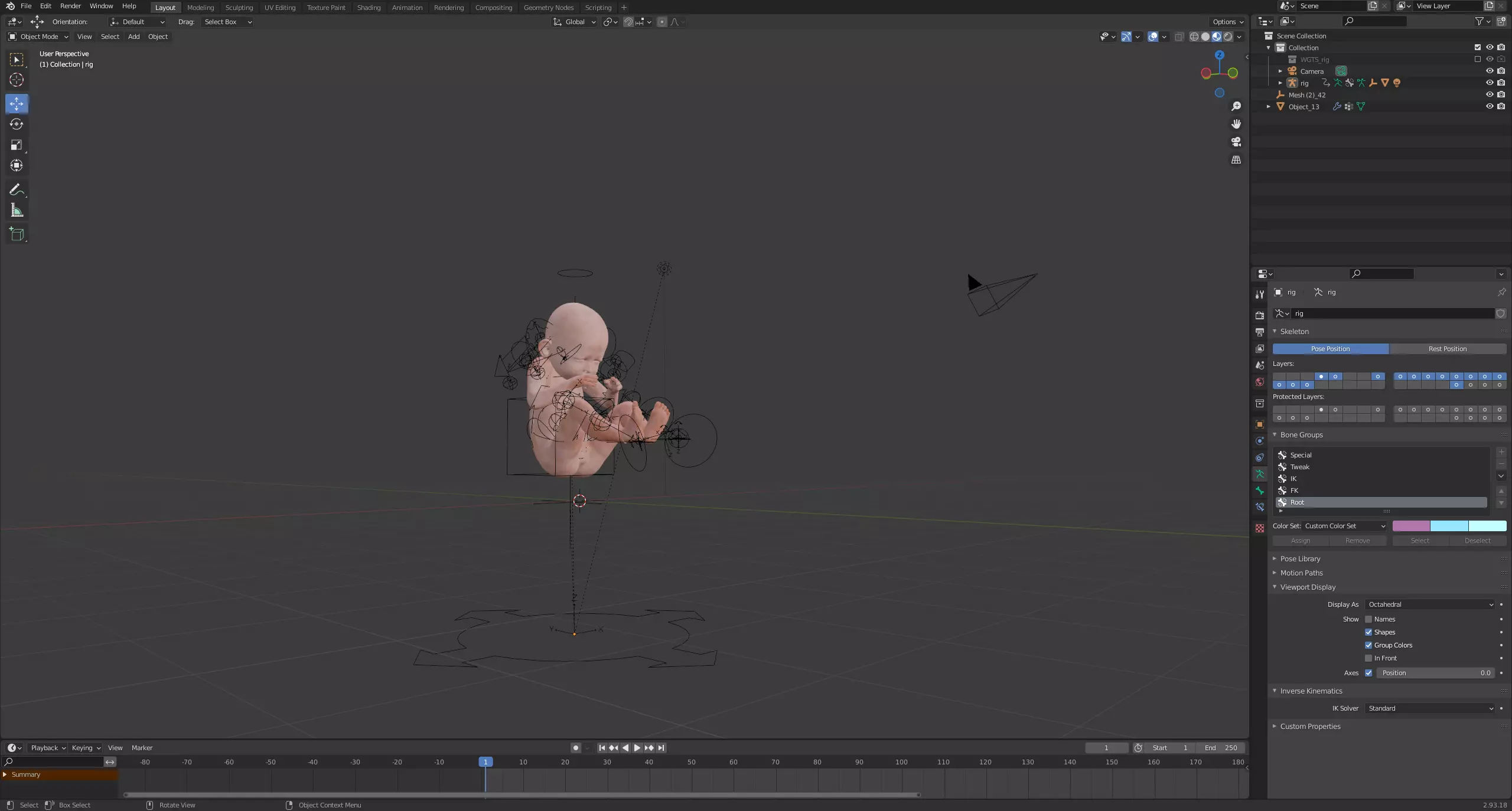 Fetus Rigged For Blender Free 3D model