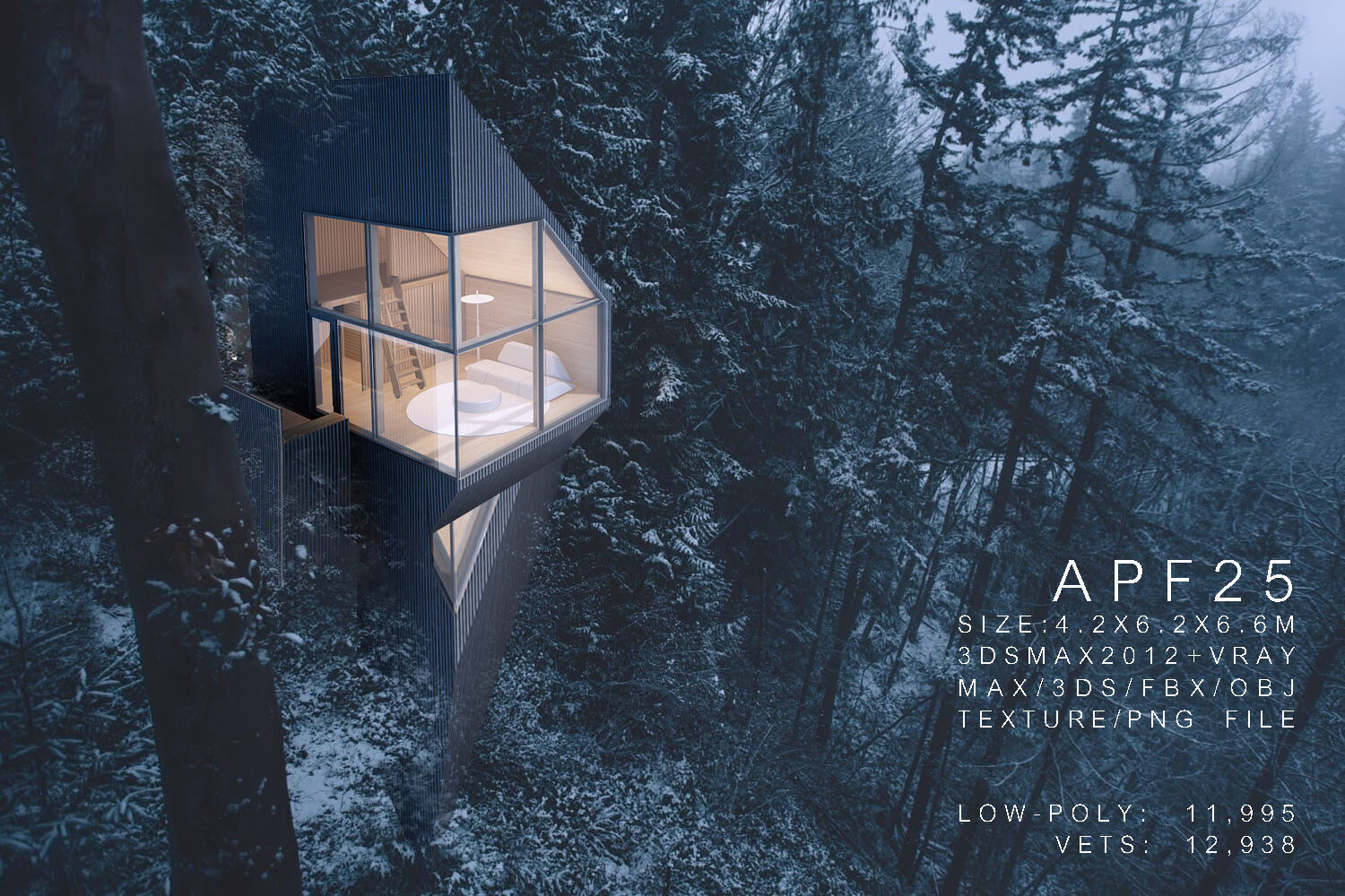 APF25 Modern Triangle Prefab Tiny House 3D Model 3D model_8