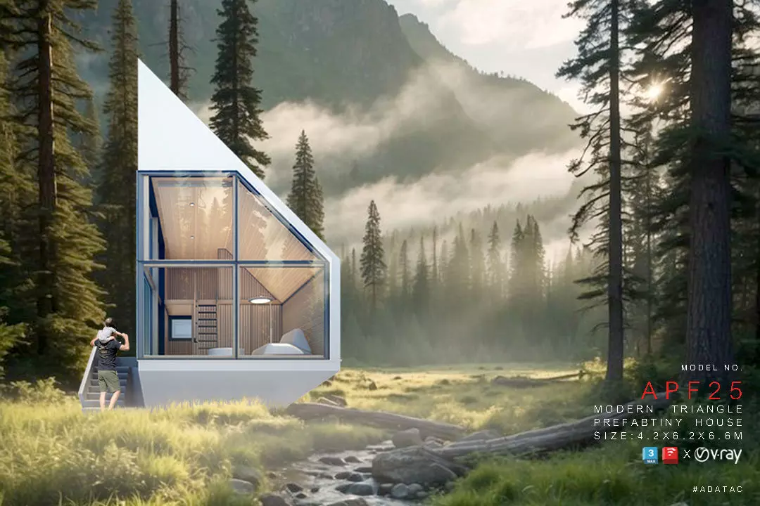 APF25 Modern Triangle Prefab Tiny House 3D Model 3D model_0