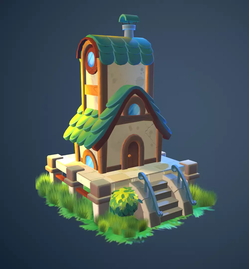 Stylized house Low-poly 3D model_0