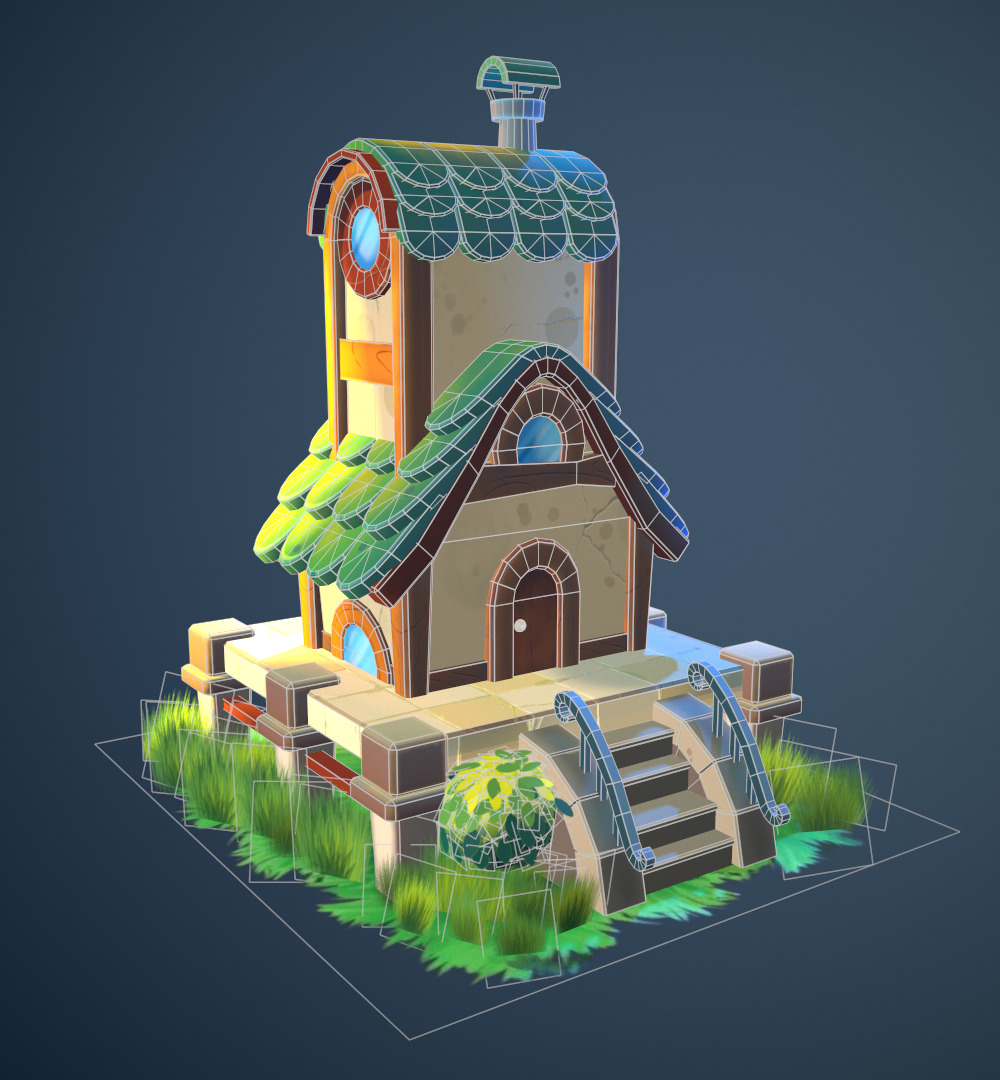 Stylized house Low-poly 3D model_2